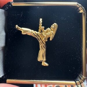 14k gold vintage karate girl charm